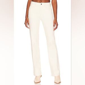WeWoreWhat Coated Twilly Stretch Icon Straight Jeans Ivory Women's Size 28 NWT